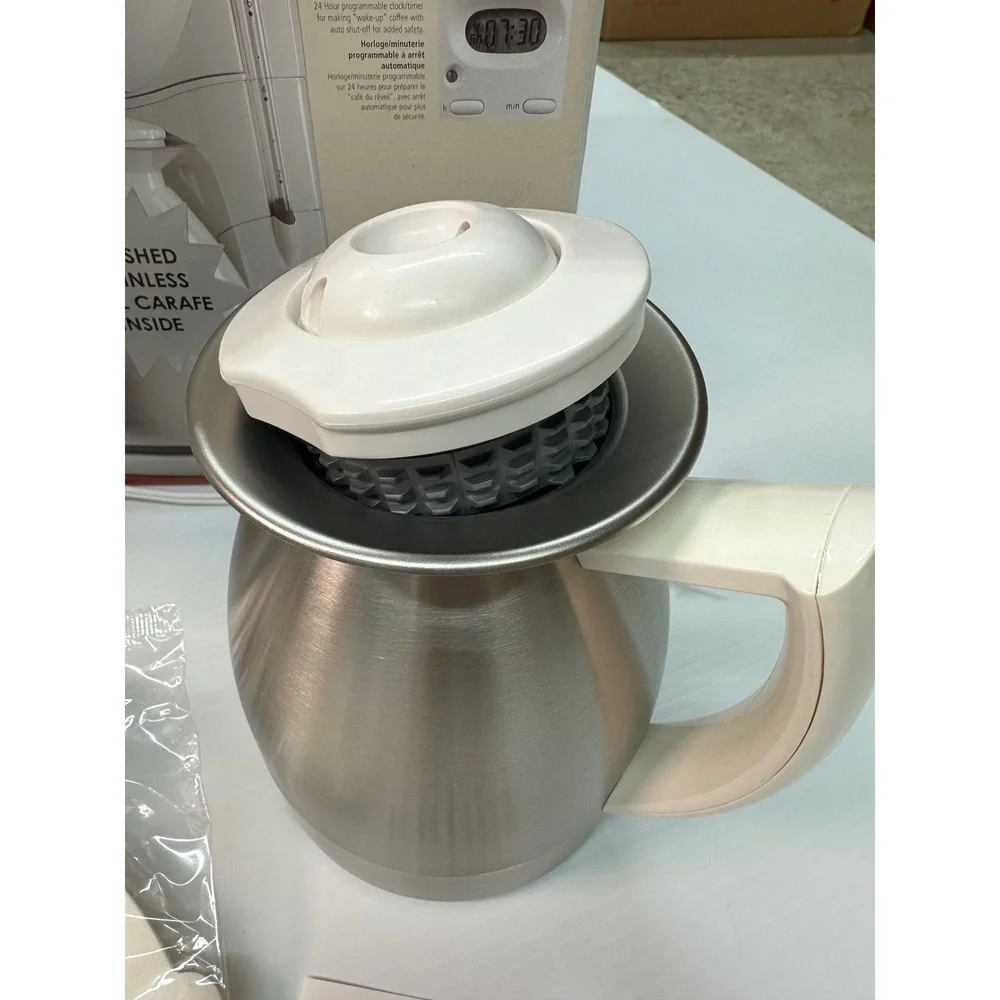 Krups AromaControl Therm Time Coffee Maker White Stainless Thermal Carafe NIB